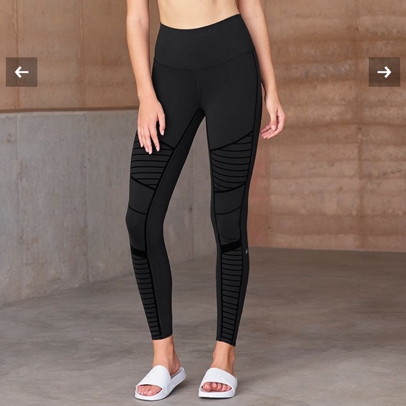 ALO Yoga Flocked Velvet High Waist Moto Leggings - Picture 2 of 5